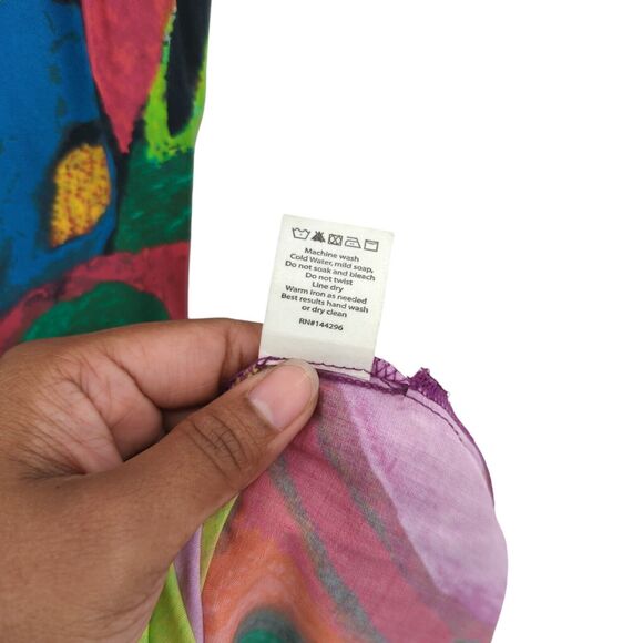 Jams World Hula Moon Women XL Dress Green Purple Abstract Floral Maxi Hawaiian - Picture 7 of 10